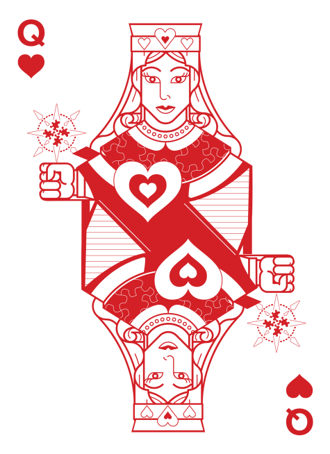 illustration of a queen of hearts playing card